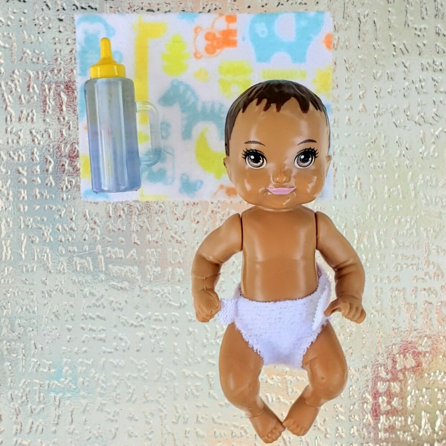 Baby Barbie Doll Skipper Babysitters Inc. Brown Hair & Eyes Bottle Blanket