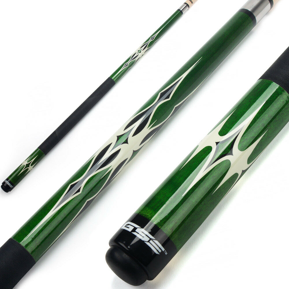 Green 58" 2-piece Canadian Maple Hardwood Billiard Pool Cue Stick (18-21 Oz)