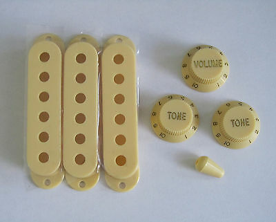 St Pickup Covers Guitar Volume Tone Knobs Switch Tip For Strat Cream