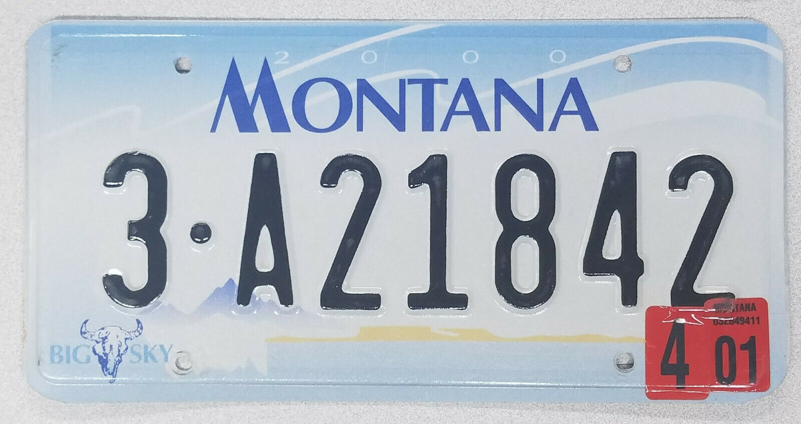 Montana Expired 2000 Big Sky Mountain Range Base License Plate ~ 3-a21842