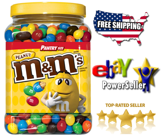 M&m's Peanut Chocolate Candy Pantry Size Plastic Jar (62 Oz.)