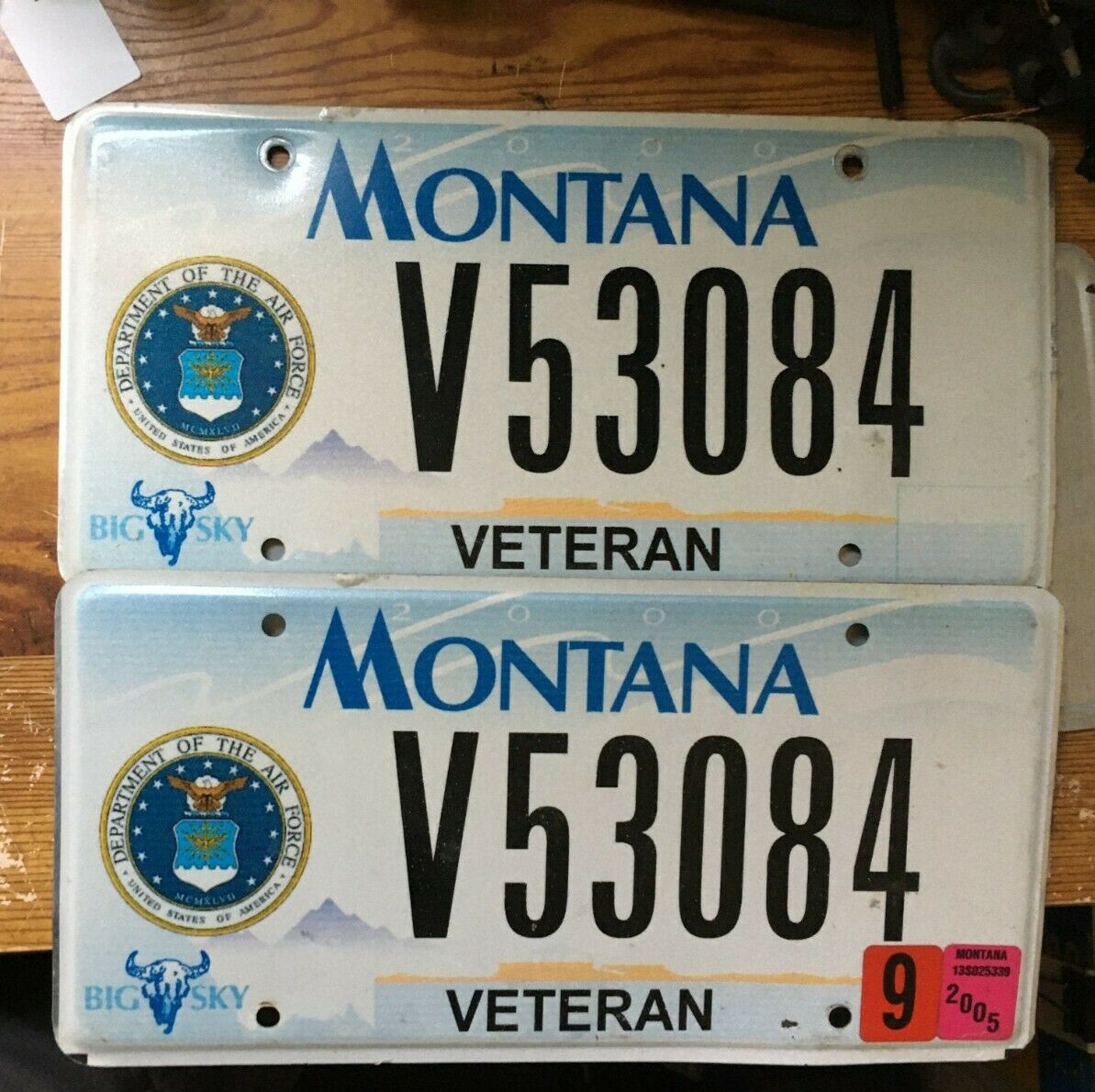 Montana Air Force Veteran License Plate Pair  Big Sky