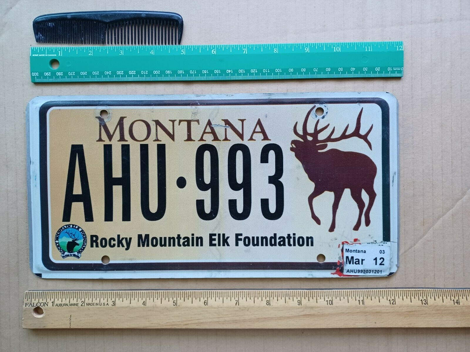 License Plate, Montana, Rocky Mountain Elk Foundation, Ahu 993 Elk