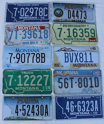 Montana License Plates Big Sky Country Bison Skull Mixed Craft Pack Lot Of 10